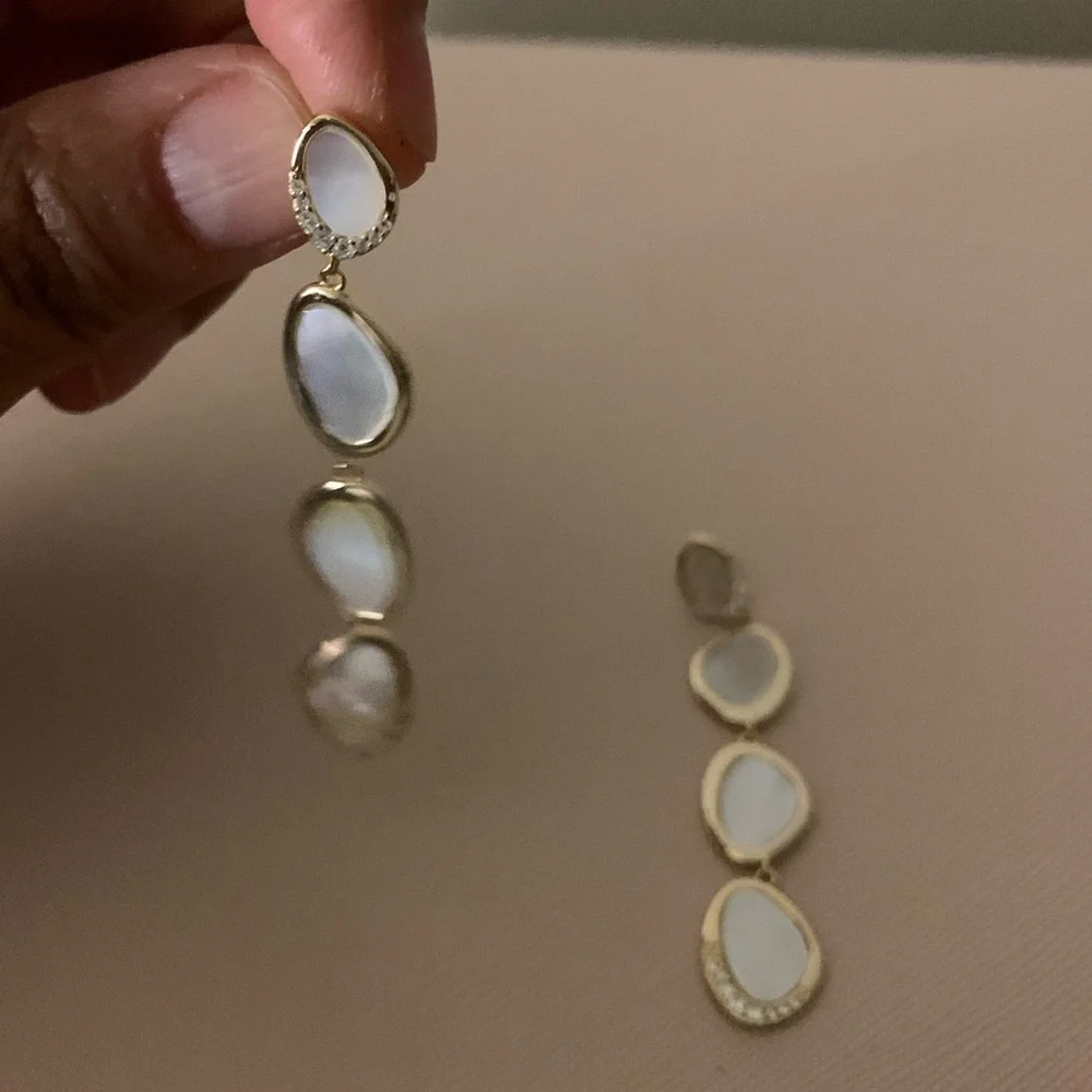 COPY - Argento Vivo Mother of Pearl Linear Drop Earrings - Picture 4 of 12